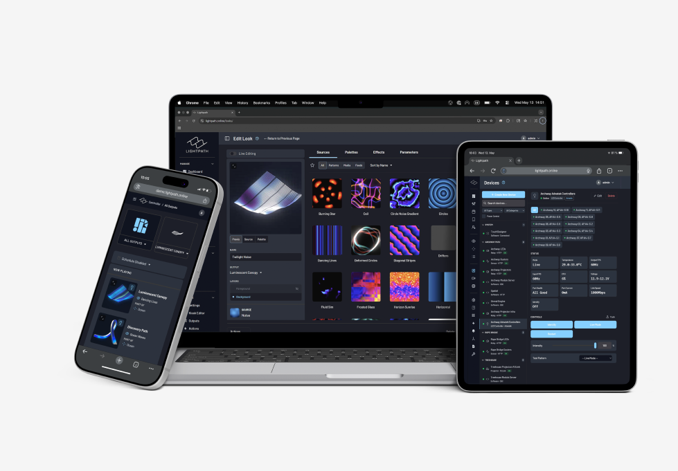 Lightpath running on a laptop, tablet and phone